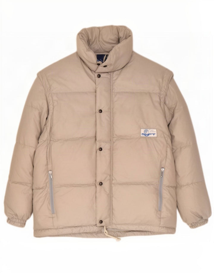 Giacca imbottita ampia da uomo vintage UK 36 piccola in nylon bianco