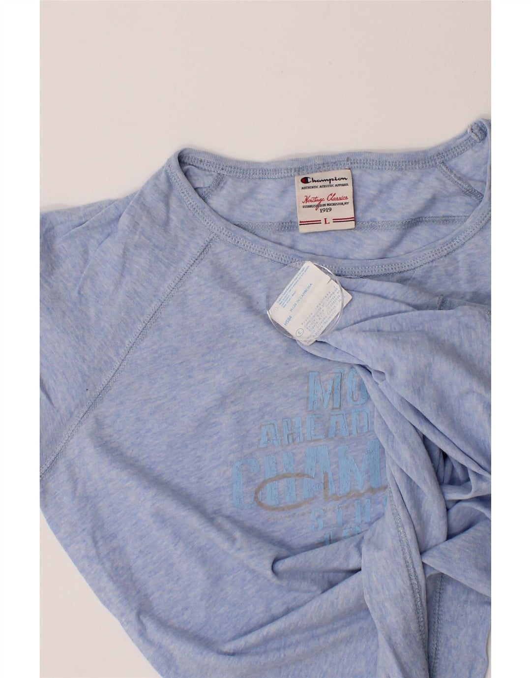 CHAMPION Womens Heritage Classics Graphic T-Shirt Top UK 14 Large Blue Vintage Champion and Second-Hand Champion from Messina Hembry 