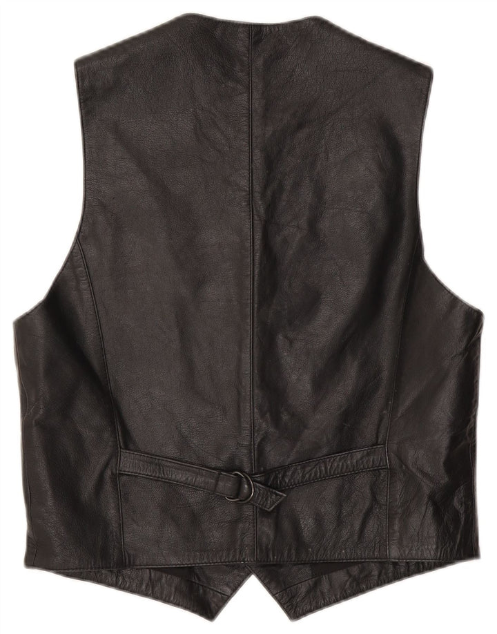 Gilet in pelle da uomo vintage IT 50 medio nero