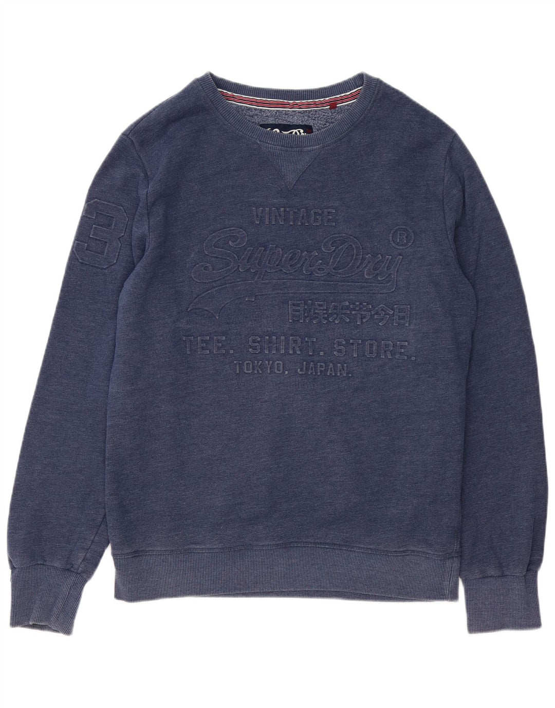 Felpa grafica da uomo Superdry Jumper XL in cotone chiazzato blu