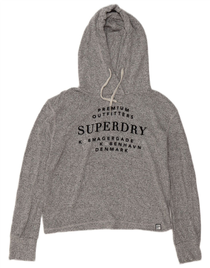 Felpa con cappuccio oversize grafica da donna Superdry UK 10 Small Grey Flecked