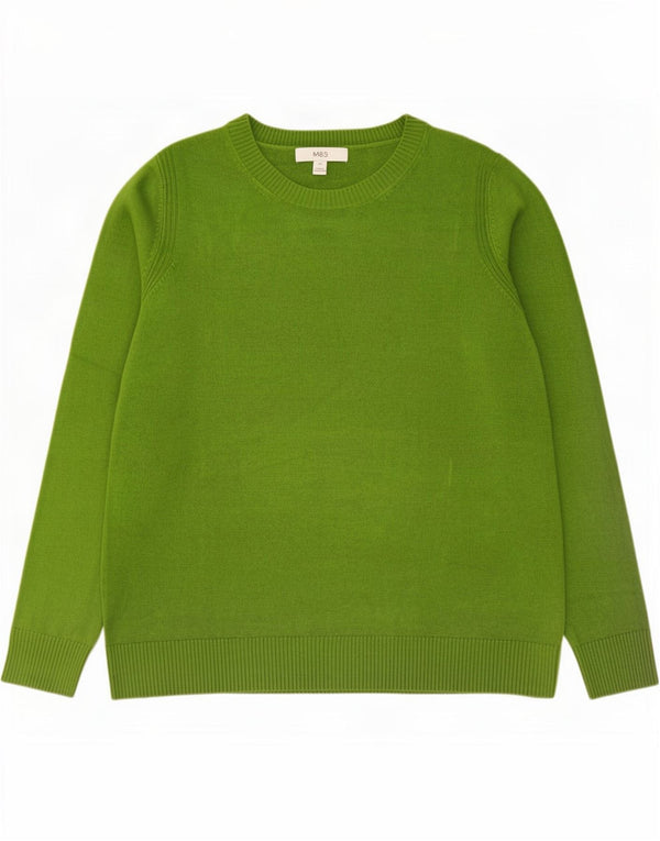 Marks & Spencer Womens Boat Neck Jumper Sweater UK 14 Large Green Acrylic