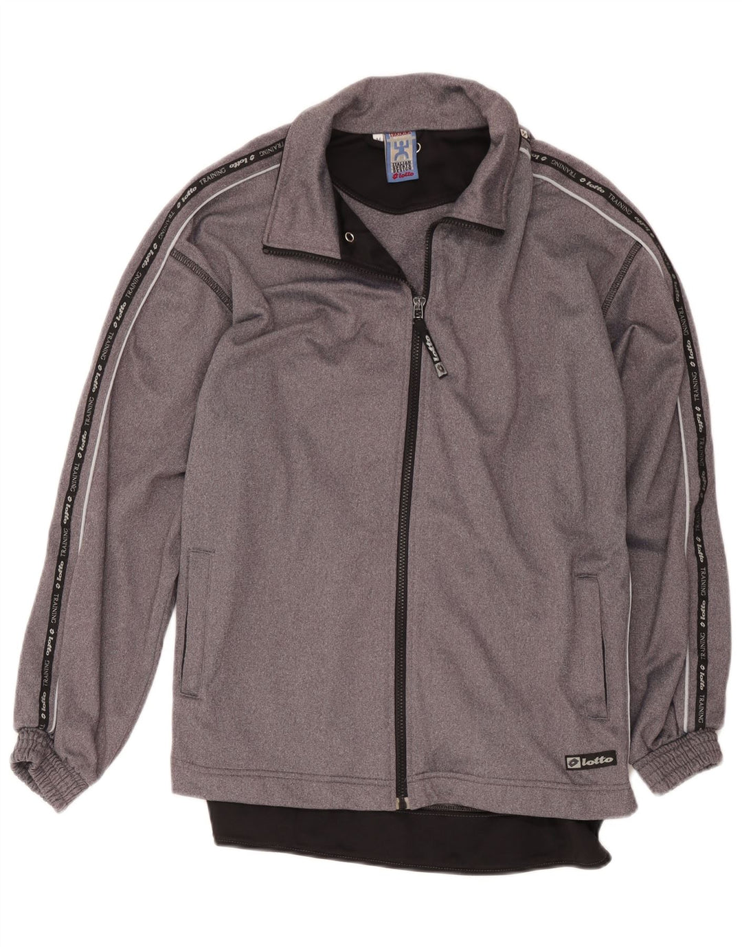 Giacca da ginnastica grafica da uomo Lotto Top in poliestere color block grigio medio