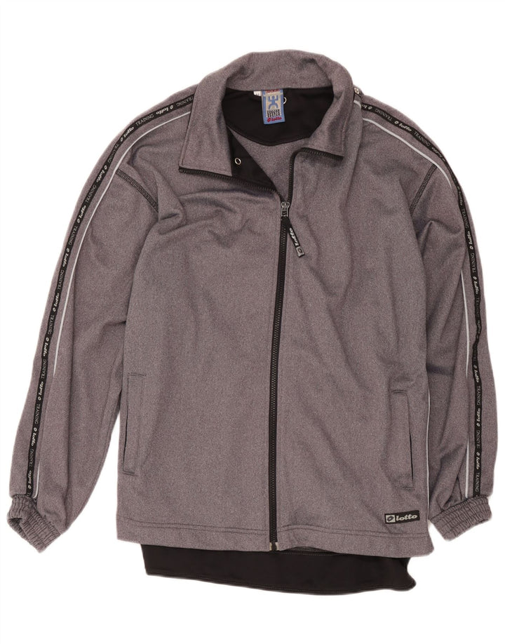 Giacca da ginnastica grafica da uomo Lotto Top in poliestere color block grigio medio