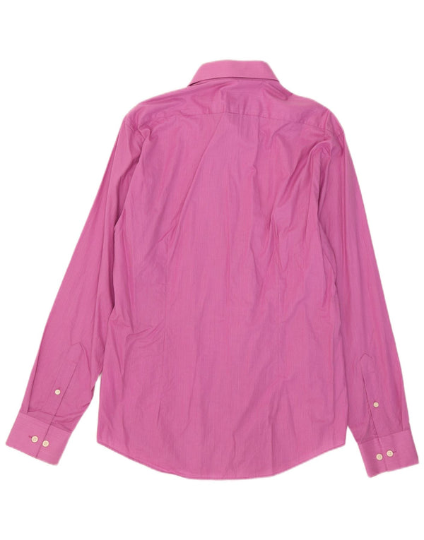 Camicia slim fit da uomo Calvin Klein taglia 39 15 1/2 gessato rosa medio