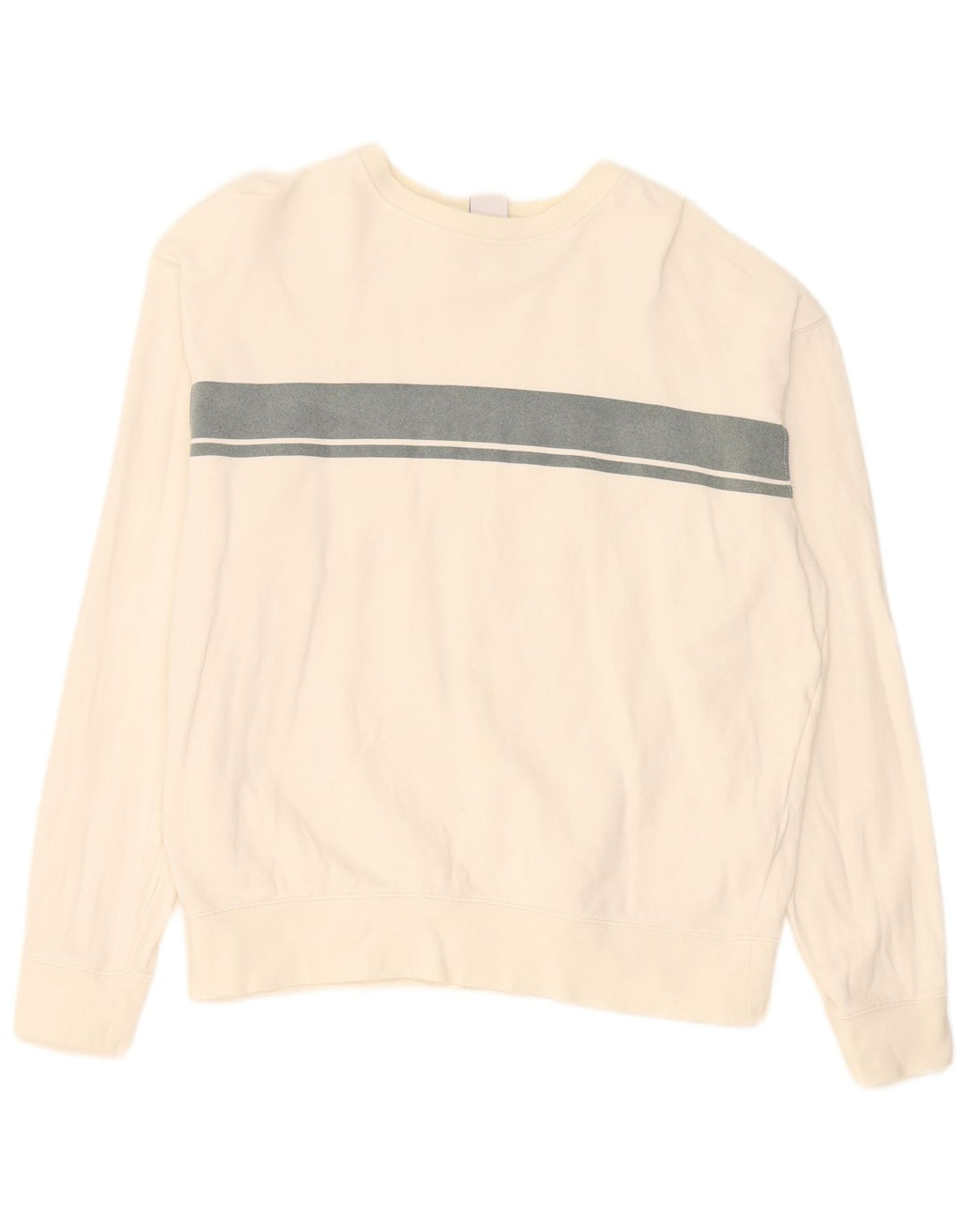 Zara Uomo Felpa Maglione Grande Bianco Sporco Colorblock Cotone