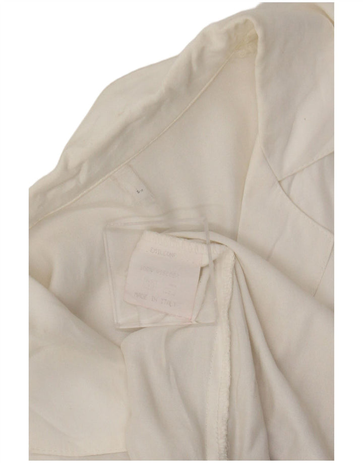 Camicia a maniche corte vintage da donna con motivo astratto deserto UK 16 grande bianca