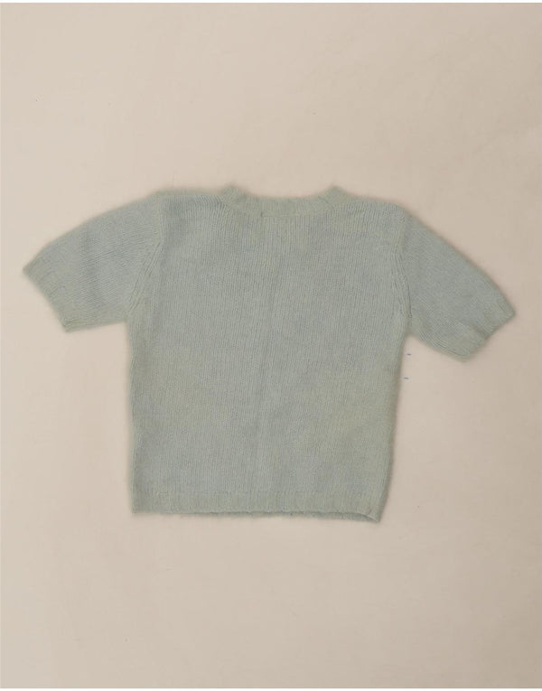 KOOKAI Womens Crop Short Sleeve Boat Neck Jumper Sweater UK 8 Small Blue