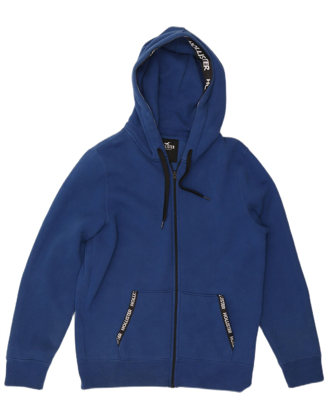 Maglione con cappuccio e zip da uomo HOLLISTER in cotone blu medio