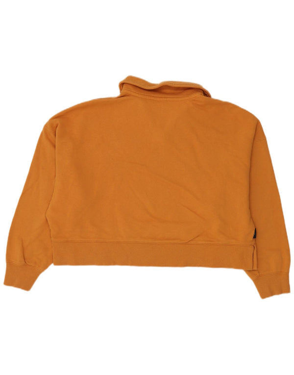 Felpa Puma da donna oversize corta con collo a polo, maglione UK 16 grande giallo