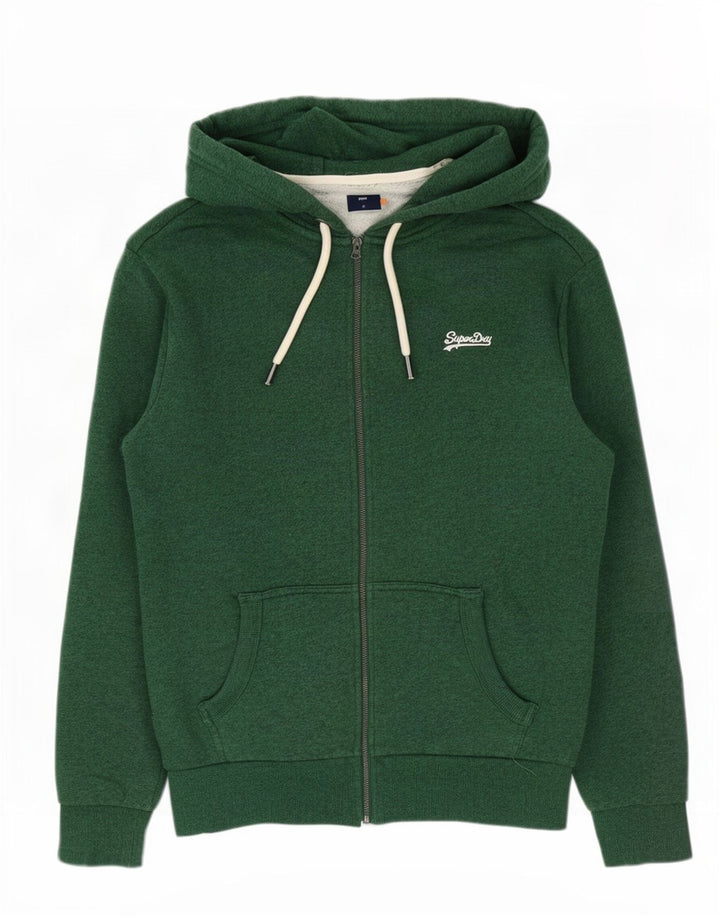 Maglione con cappuccio e zip da uomo Superdry in cotone verde medio