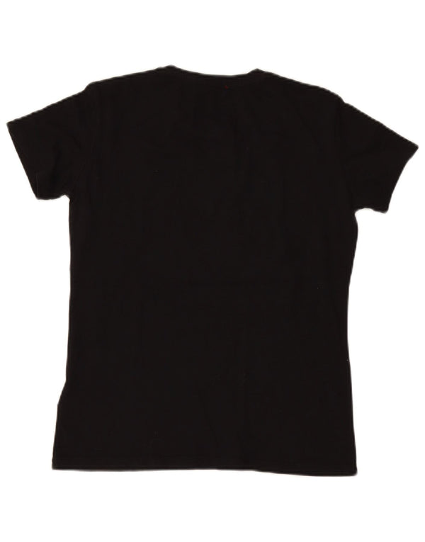 T-shirt grafica da donna GUESS Top UK 12 Medium Black Cotton