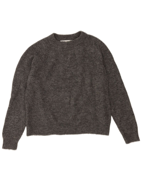 Maglione maglione oversize con scollo a barca da donna Zara UK 10 piccolo nylon grigio