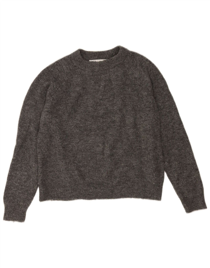 Maglione maglione oversize con scollo a barca da donna Zara UK 10 piccolo nylon grigio