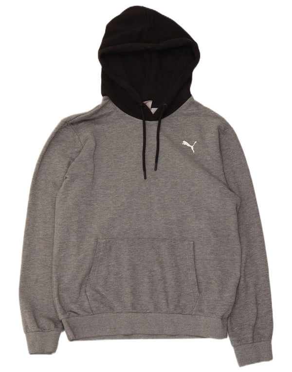 Felpa con cappuccio grafica da uomo Puma Small in cotone color block grigio