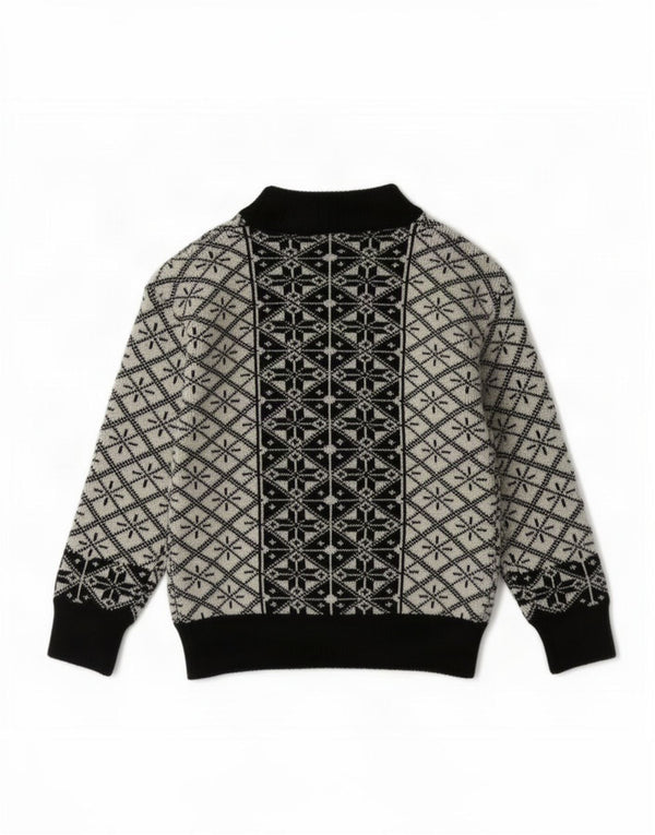 Maglione vintage da ragazzo con collo alto e spandex geometrico nero di 7-8 anni
