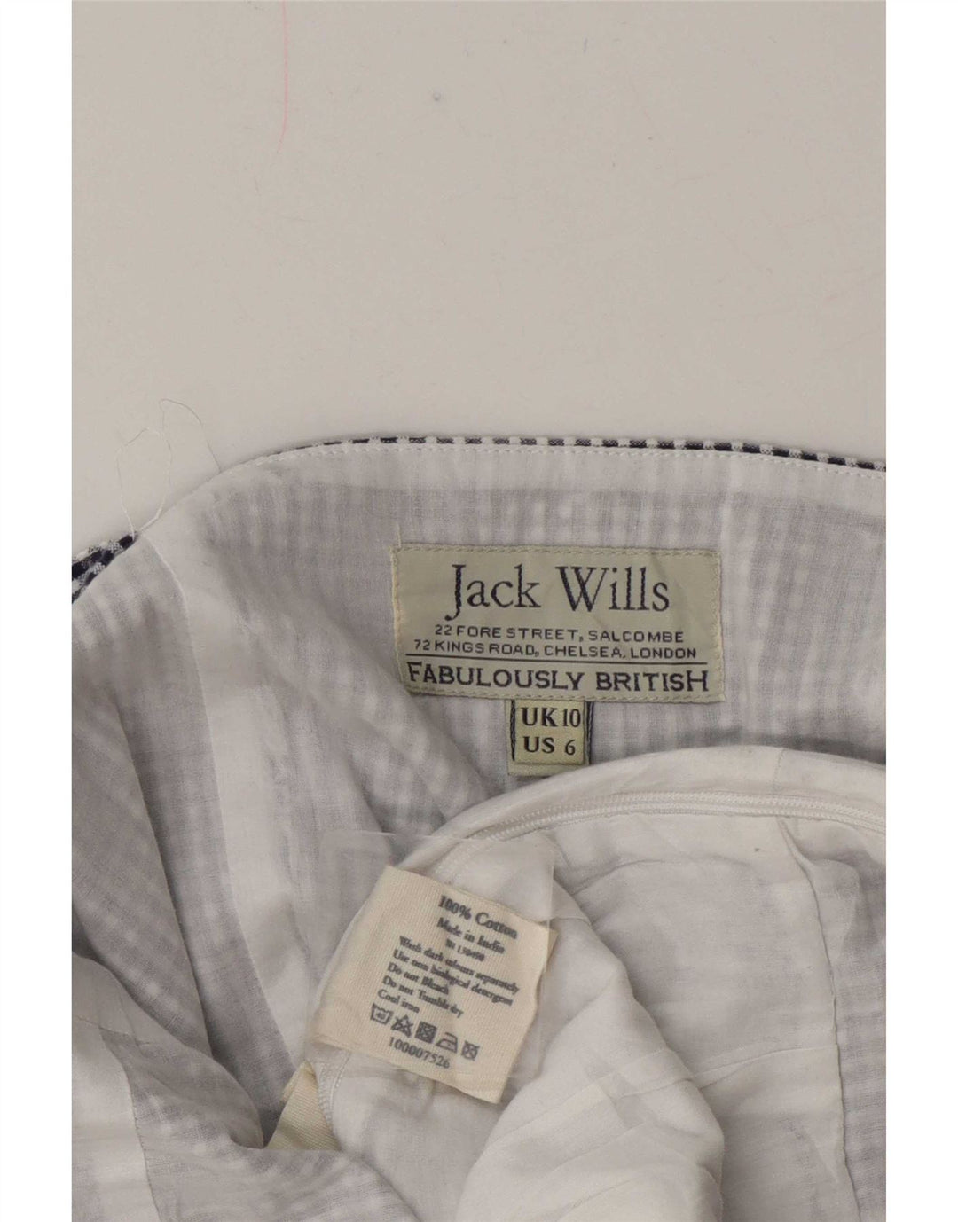 Tuta corta regolare senza maniche da donna Jack Wills UK 10 piccolo cotone a quadri blu