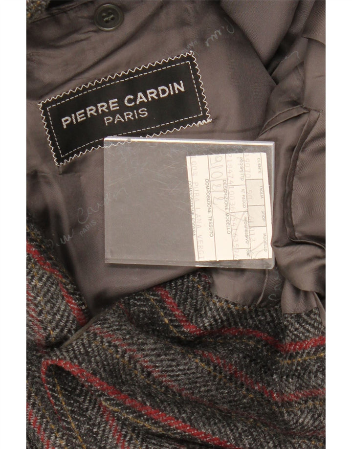 PIERRE CARDIN Mens 2 Button Blazer Jacket IT 50 Large Grey Striped Wool Vintage Pierre Cardin and Second-Hand Pierre Cardin from Messina Hembry 