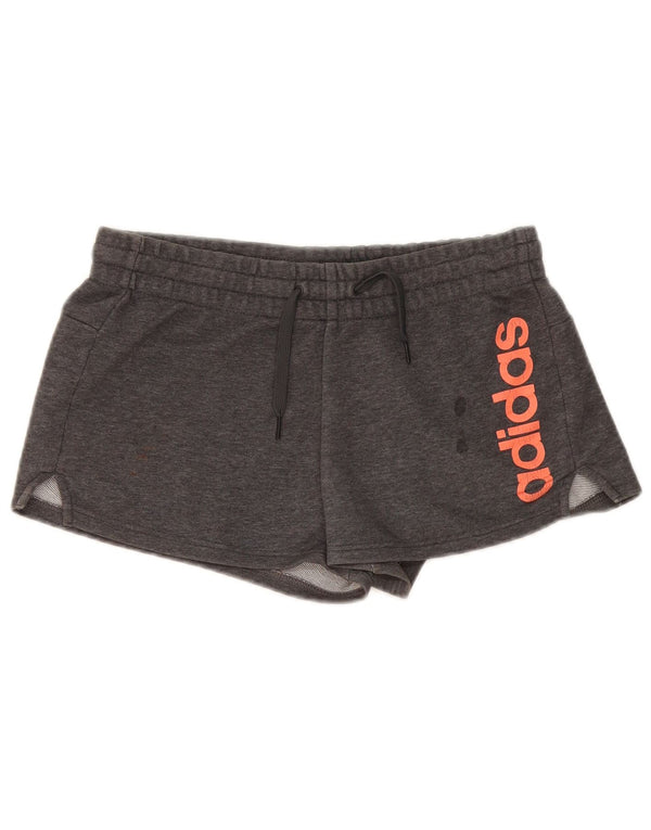 Pantaloncini sportivi grafici da donna Adidas UK 8/10 piccolo cotone grigio