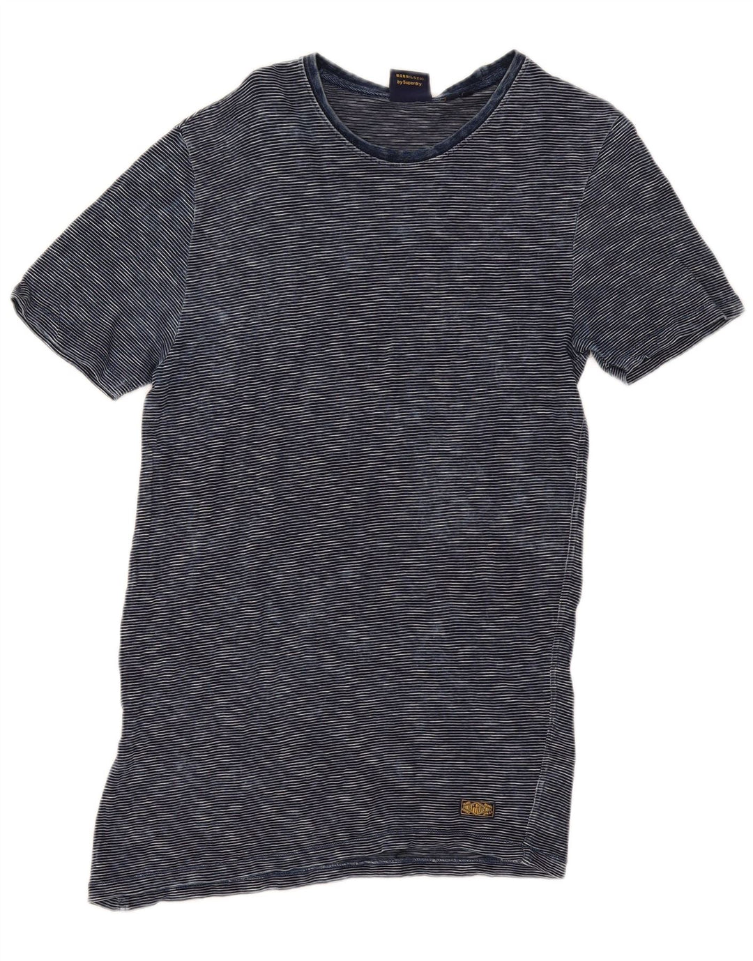 T-shirt da uomo Superdry Top in cotone gessato blu navy medio
