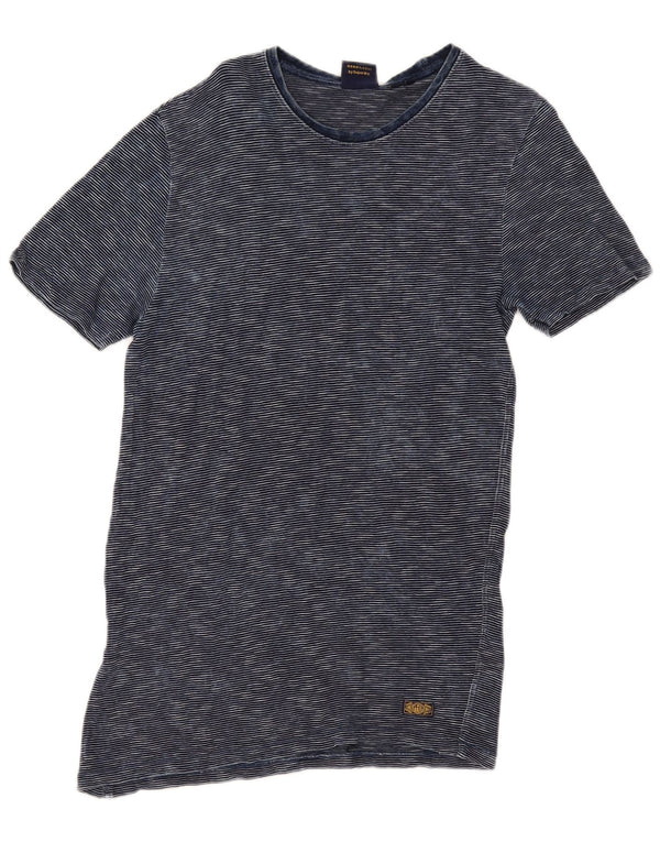 T-shirt da uomo Superdry Top in cotone gessato blu navy medio