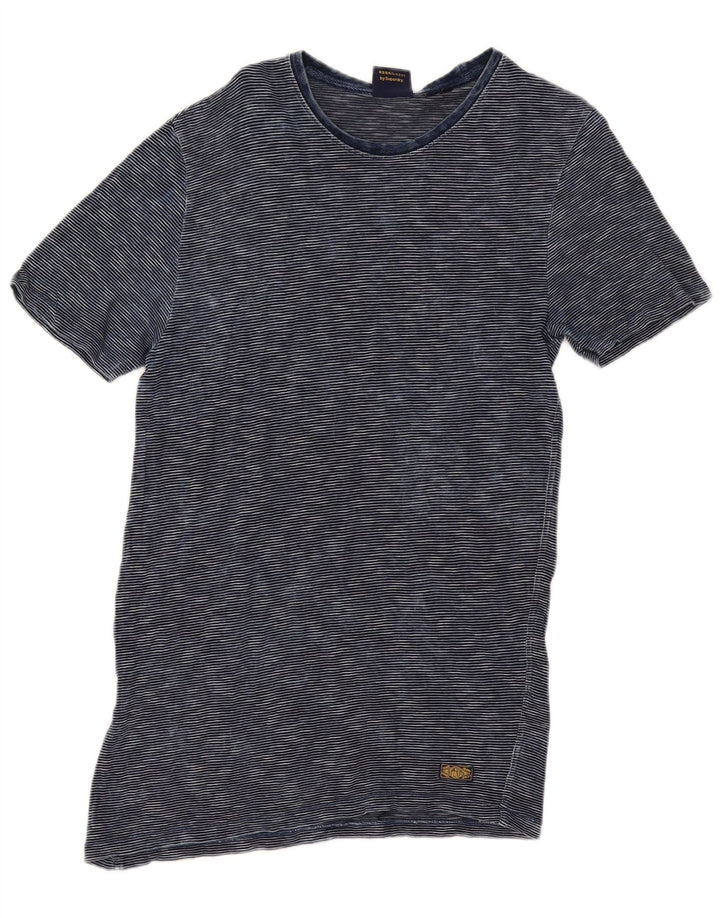 T-shirt da uomo Superdry Top in cotone gessato blu navy medio