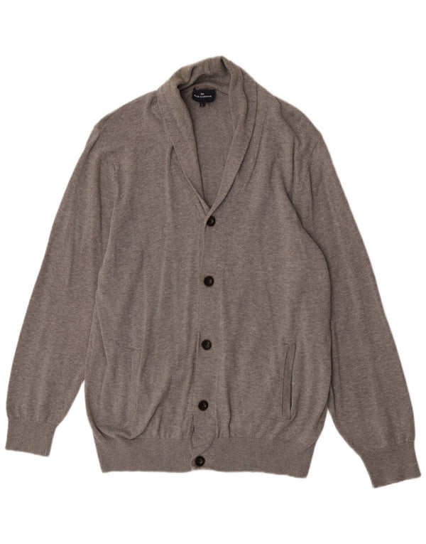 Marks & Spencer Maglione cardigan Harbour blu da uomo grande cotone grigio