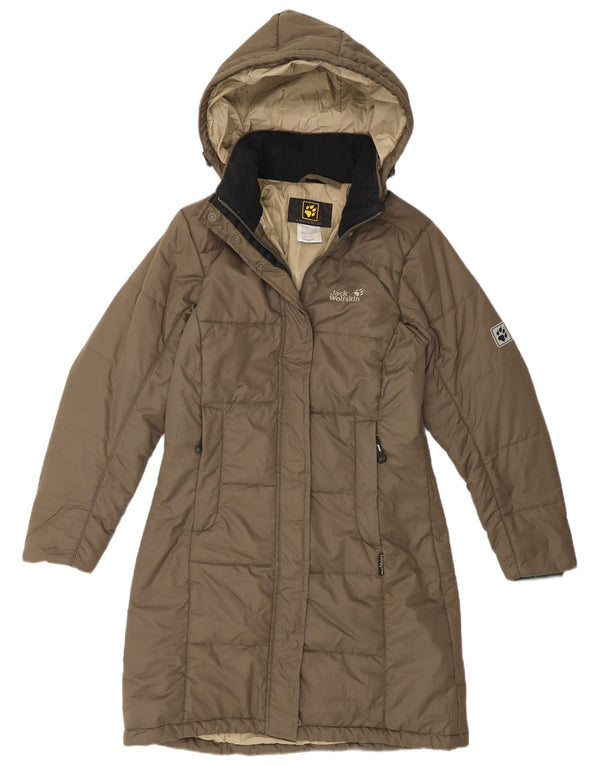 Cappotto imbottito con cappuccio da donna Jack Wolfskin UK 10 piccolo poliestere kaki
