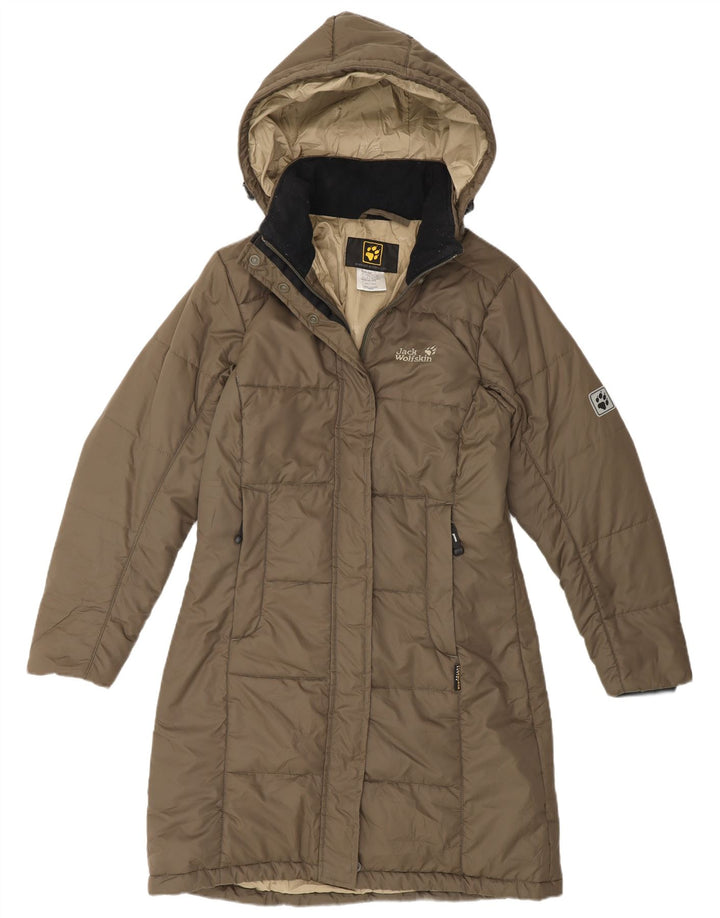 Cappotto imbottito con cappuccio da donna Jack Wolfskin UK 10 piccolo poliestere kaki