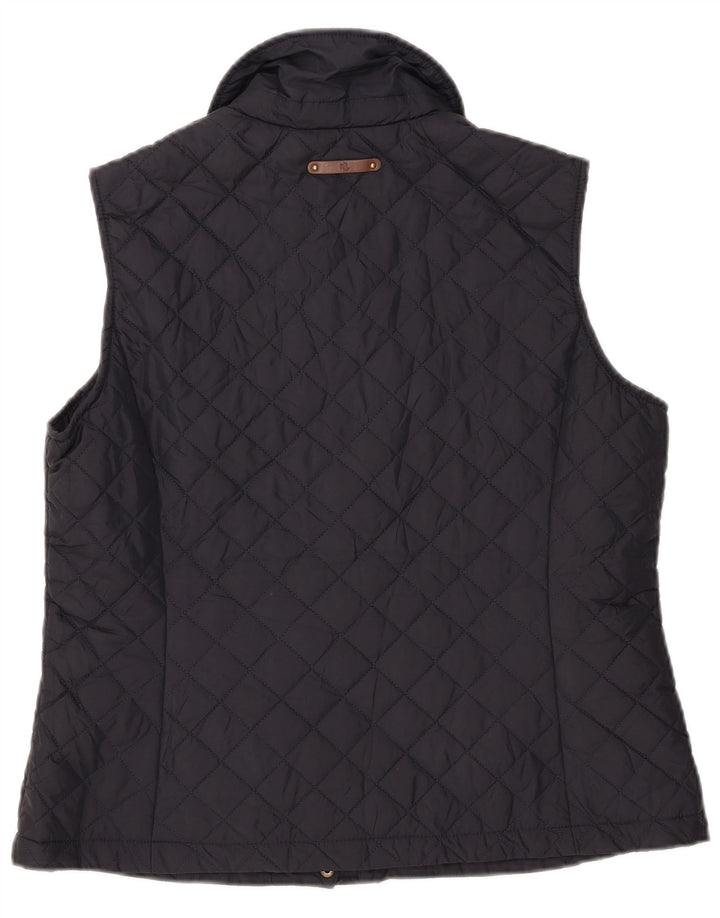 Gilet trapuntato da donna Ralph Lauren UK 16 grande poliestere blu navy