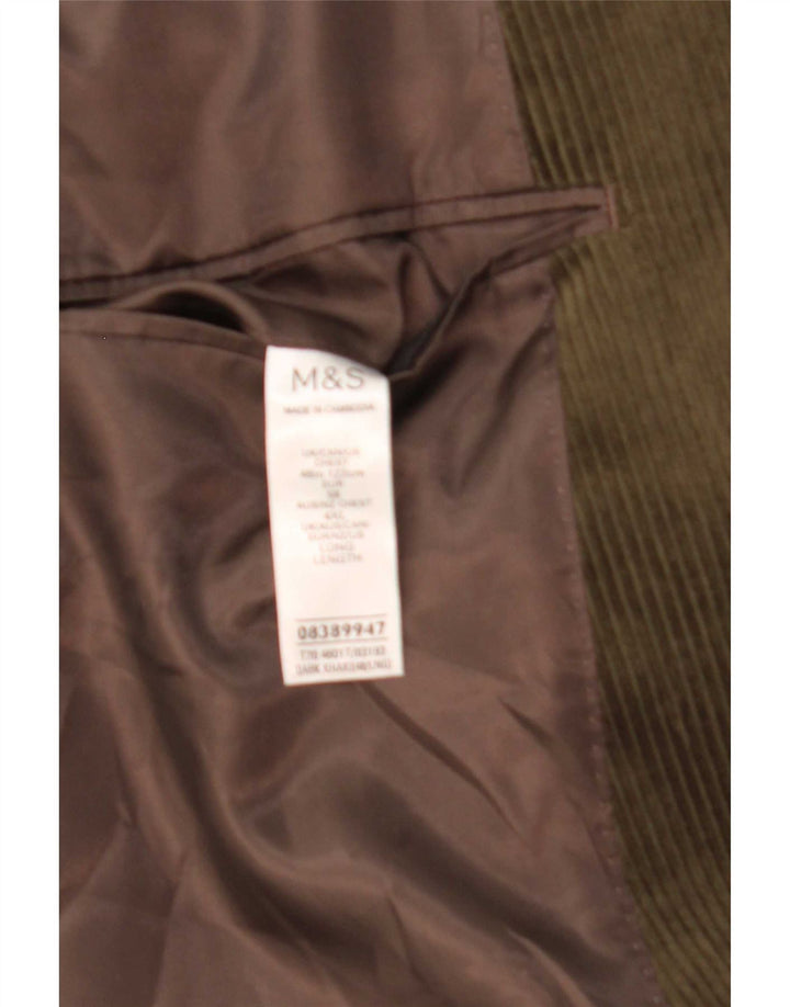 Giacca blazer in velluto a coste a 2 bottoni Marks & Spencer da uomo UK 40 grande kaki