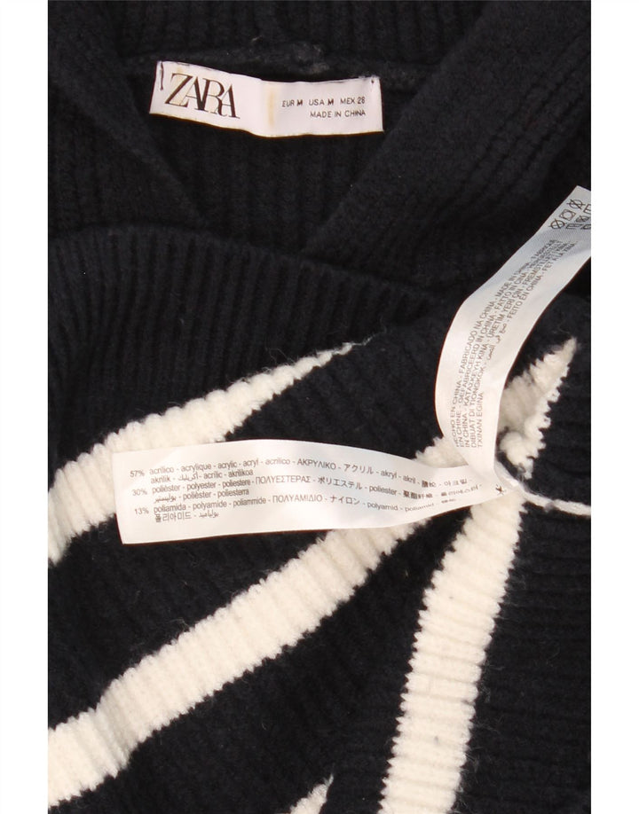 Maglione oversize con cappuccio da donna Zara UK 14 medio a righe nere