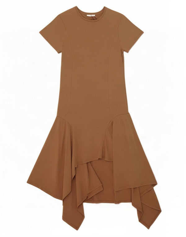 Zara Womens Maxi Asymmetrical Dress UK 14 Large Beige Cotton