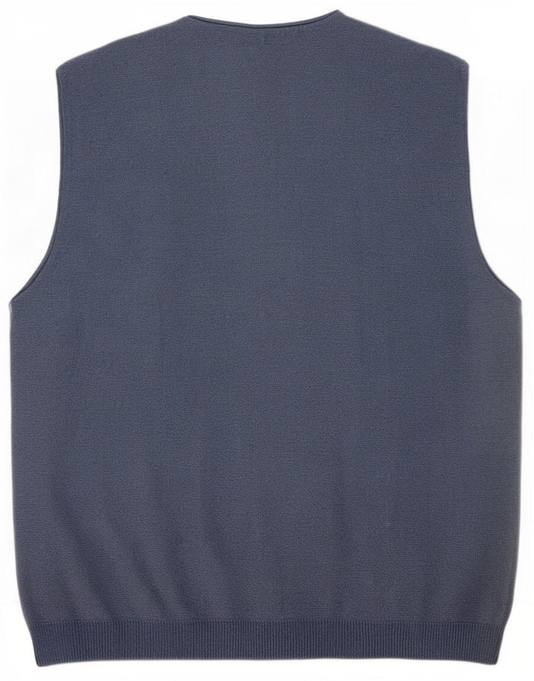 Maglione cardigan senza maniche da uomo Rodes XL in cotone geometrico blu