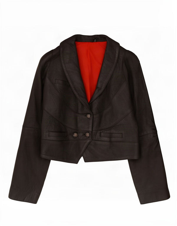 Giacca in pelle vintage da donna EU 40 media nera