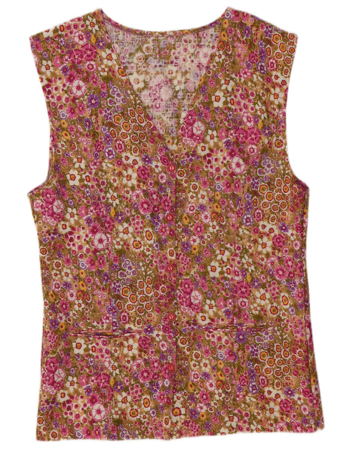 Camicetta senza maniche da donna VINTAGE UK 14 floreale multicolore medio