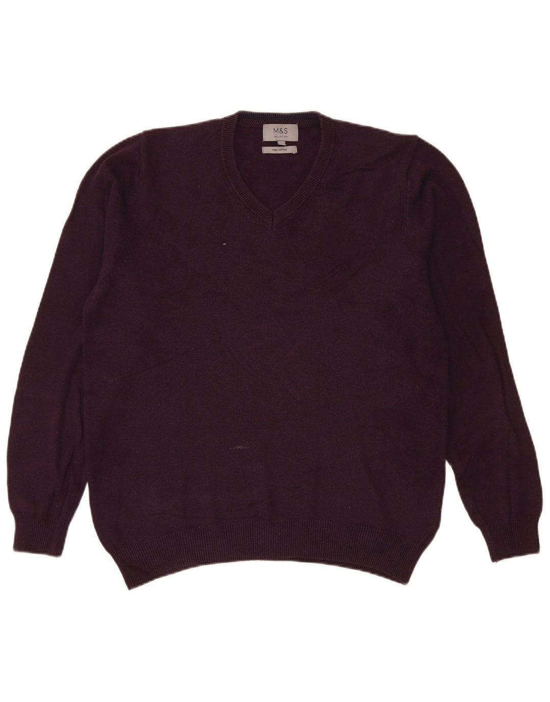 Maglione da uomo Marks & Spencer con scollo a V, cotone marrone medio medio