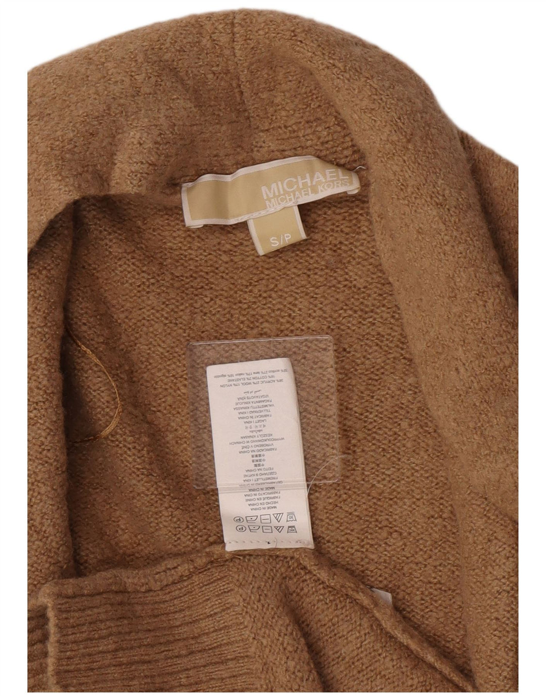 Maglione cardigan aperto lungo da donna Michael Kors UK 10 piccolo Beige