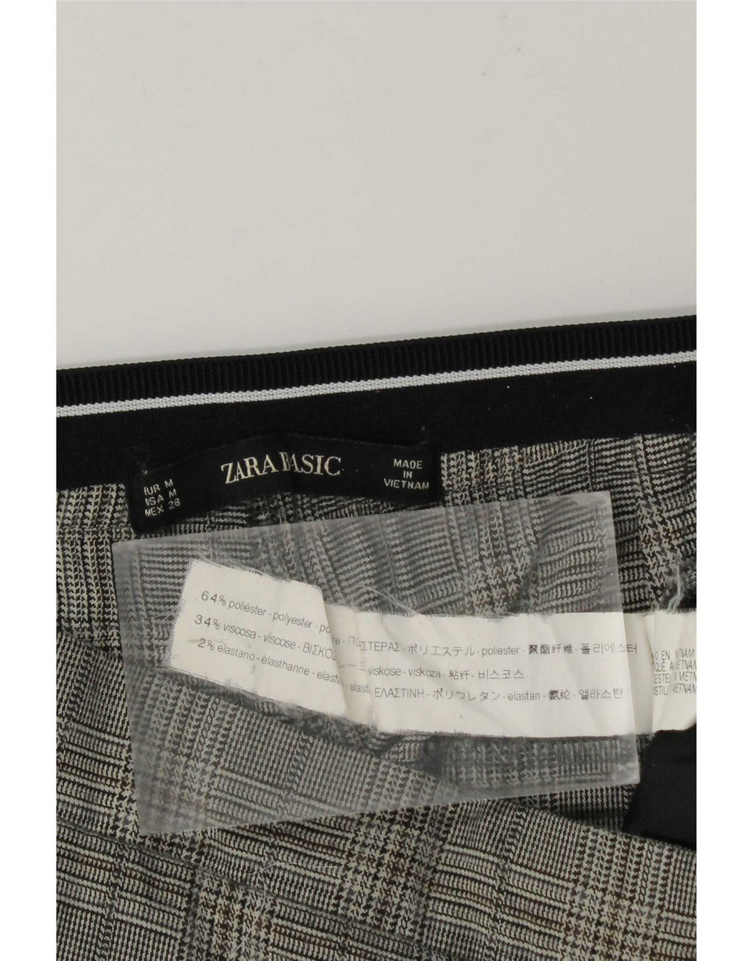 Pantaloni da abito dritti da donna Zara medi W28 L27 poliestere a quadri grigi