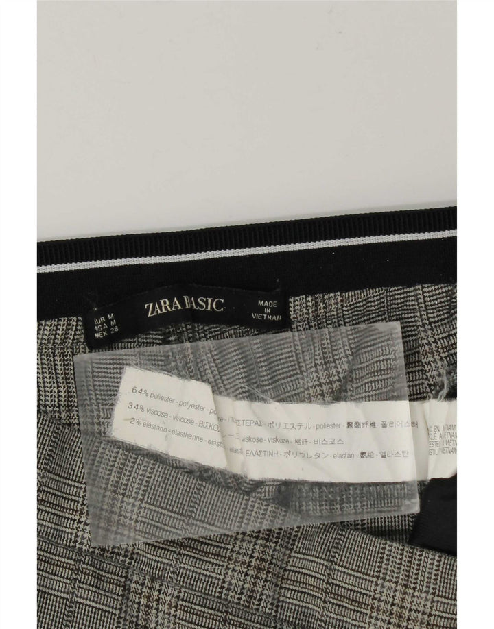 Pantaloni da abito dritti da donna Zara medi W28 L27 poliestere a quadri grigi