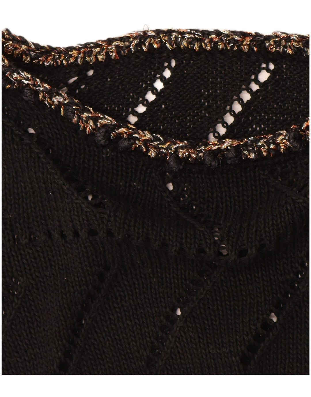 Maglione maglione con scollo a barca da donna VINTAGE UK 14 medio nero
