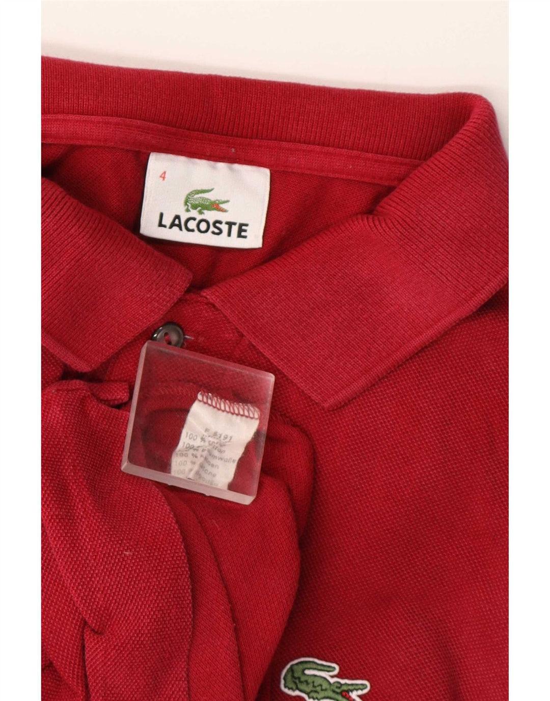 Polo da uomo Lacoste taglia 4 in cotone bordeaux medio