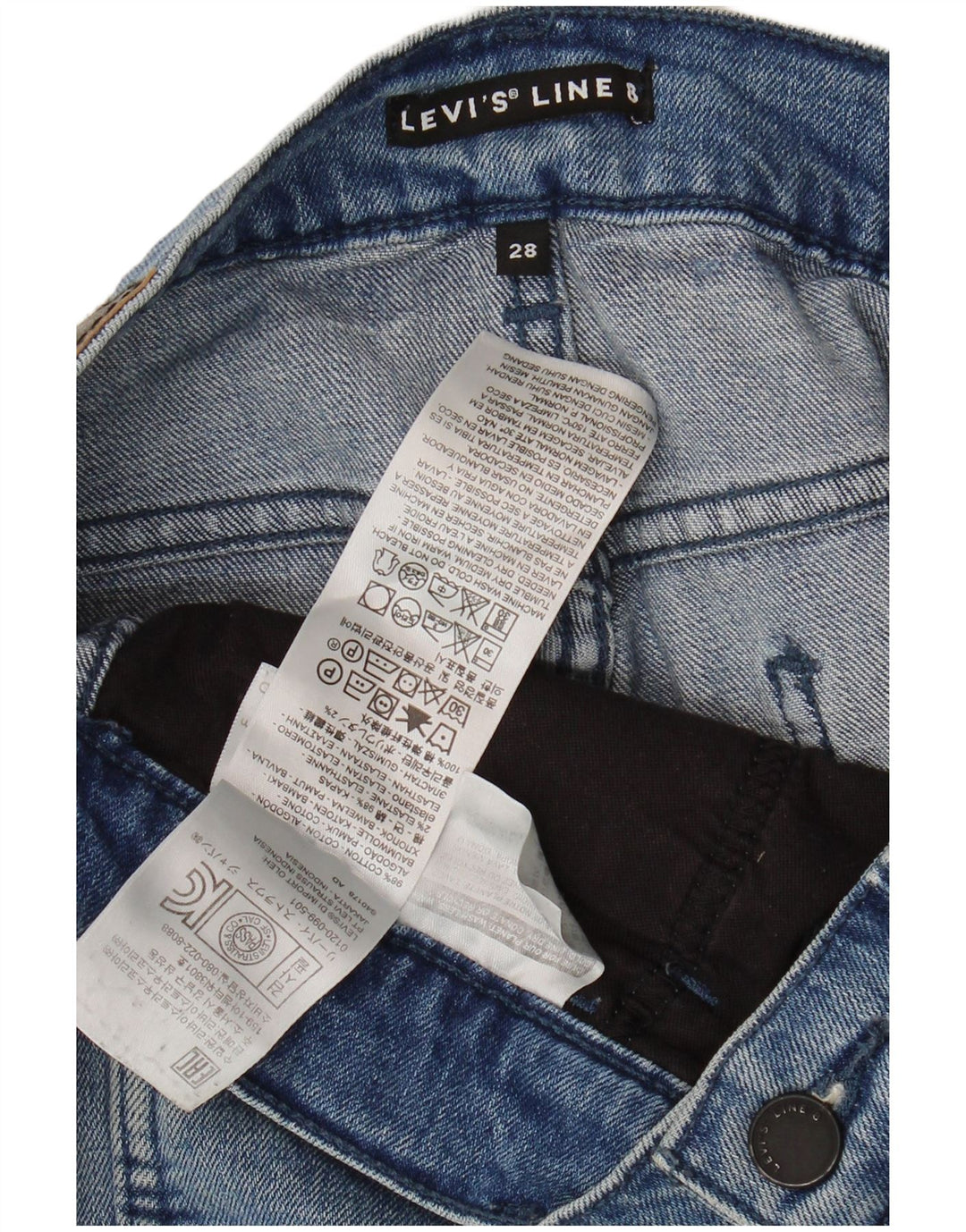 Pantaloncini di jeans Levi's Line 8 da donna W28 cotone blu medio
