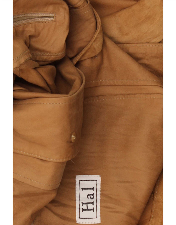 Giacca vintage in pelle scamosciata da uomo UK 40 grande beige