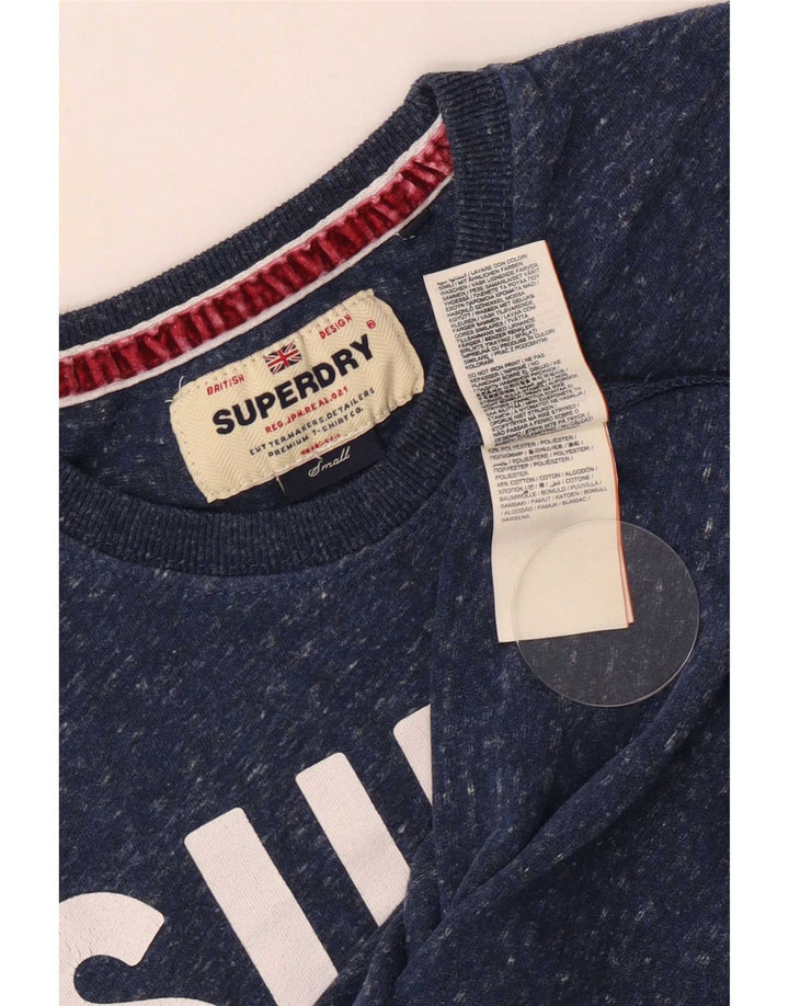 T-shirt grafica da uomo Superdry Top Small in poliestere screziato blu navy