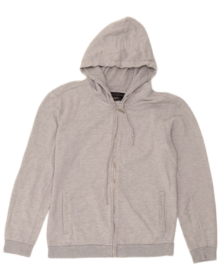 Maglione con cappuccio e zip da donna Zara UK 12 Cotone grigio medio