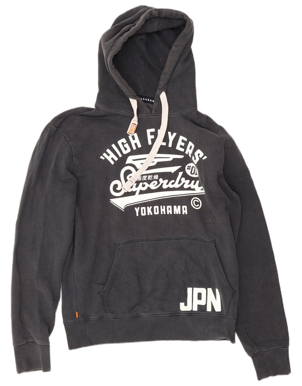 Felpa con cappuccio grafica da uomo Superdry XL in cotone blu navy