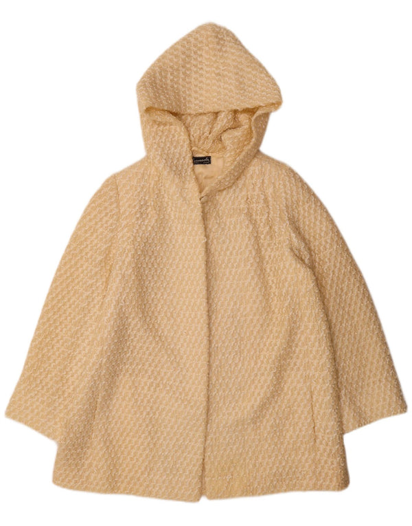 Cappotto vintage da donna con cappuccio UK 12 a righe gialle medie