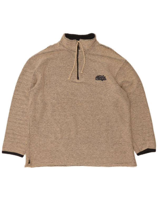 Felpa da uomo con collo con zip Weird Fish, maglione XL, cotone beige