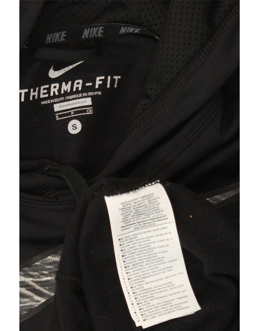 NIKE Felpa con cappuccio grafica Therma-Fit da uomo, piccola, in poliestere nero